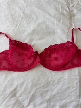 Sheer Lace Underwire Bra in Red - Women Intimates